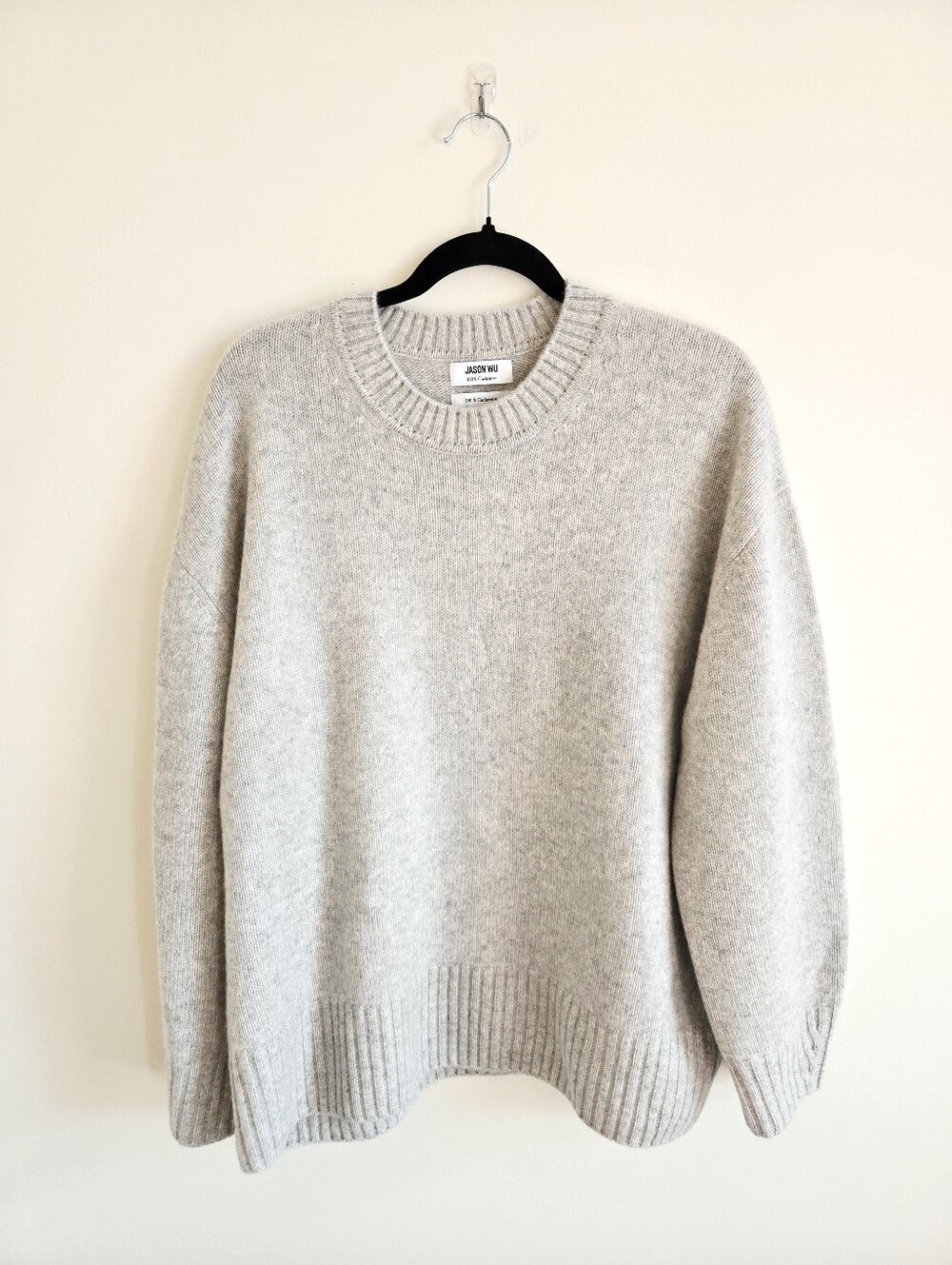 JASON WU | NWT US L 100% Cashmere Crewneck Sweater | light grey